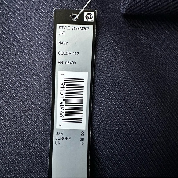 TAHARI Navy Long Fit Stretch Professional Blazer Jacket NWT Women’s Size 8 - Picture 9 of 9